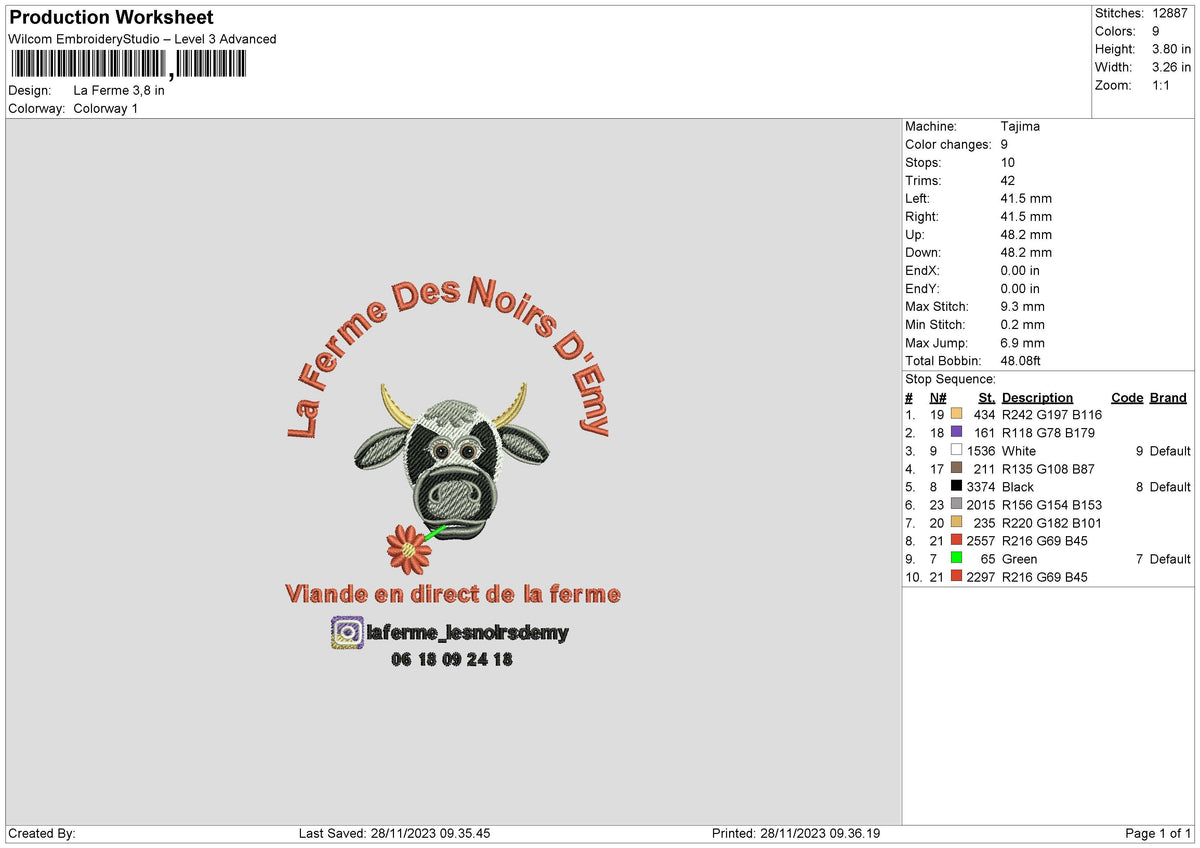 Ferme Embroidery File 6 sizes