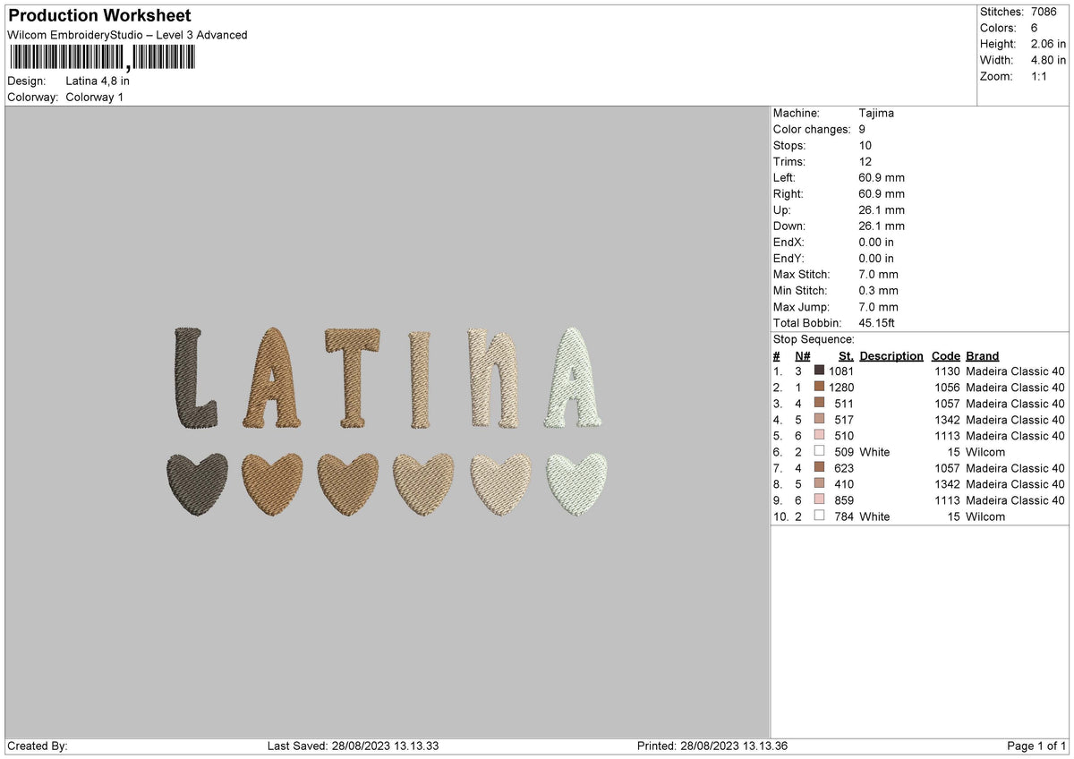Latina Embroidery File 6 sizes