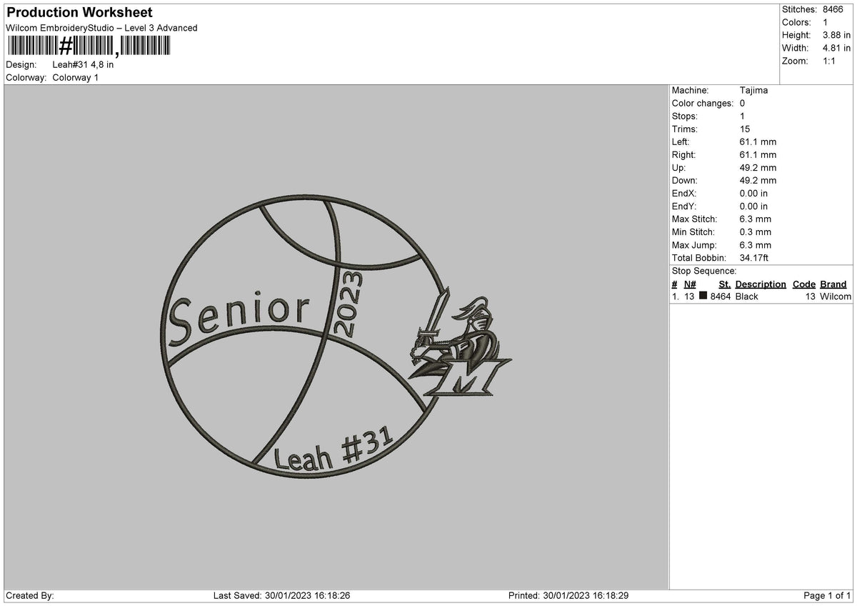Leah 31 Embroidery File 6 sizes