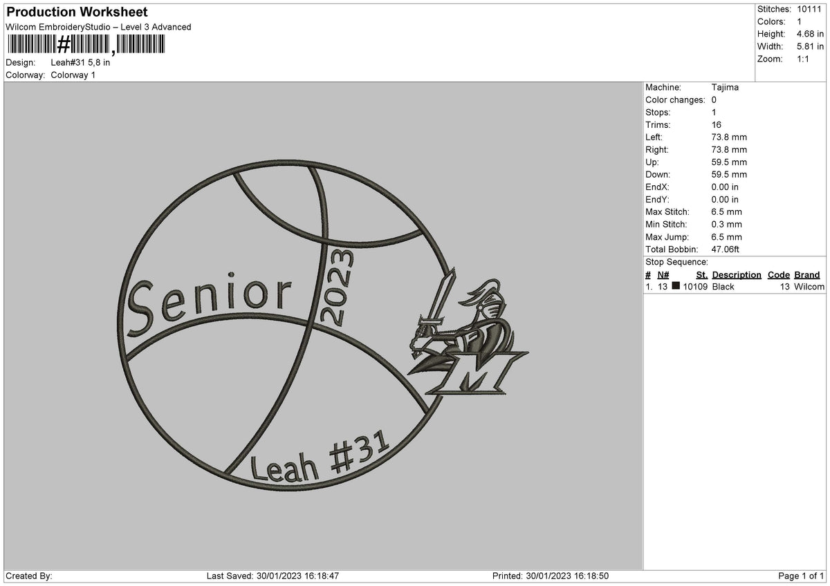 Leah 31 Embroidery File 6 sizes