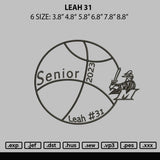 Leah 31 Embroidery File 6 sizes