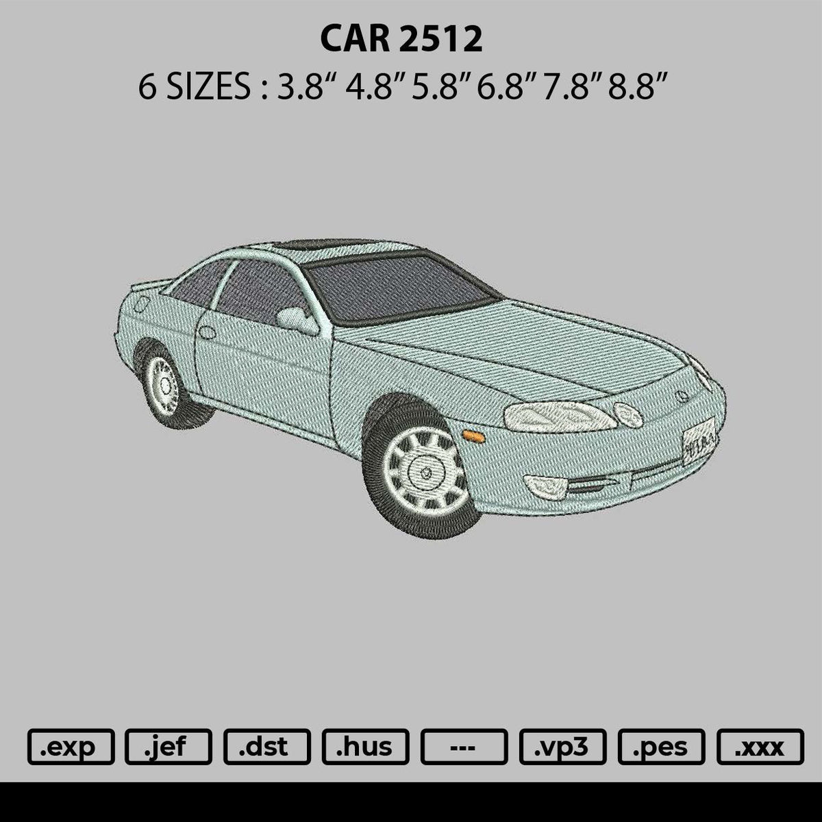 Car 2512 Embroidery File 6 sizes
