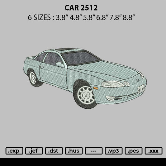 Car 2512 Embroidery File 6 sizes
