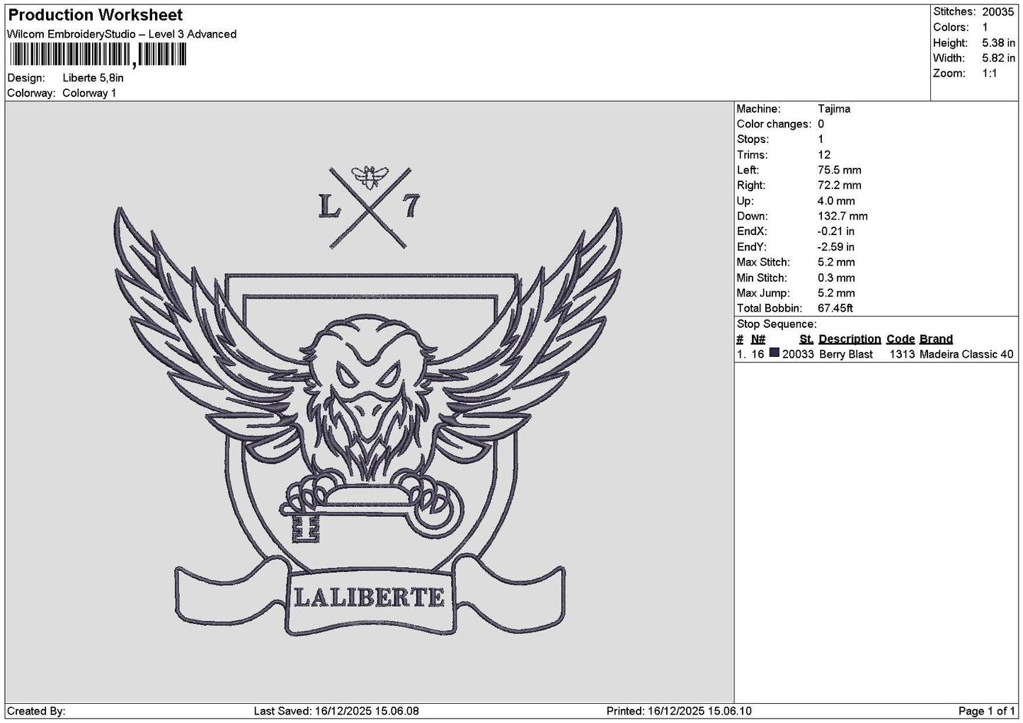 Libertetext Embroidery File 6 sizes