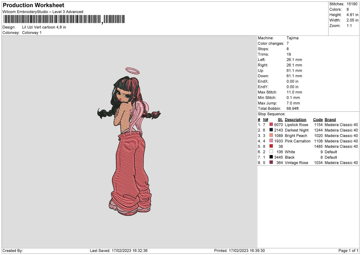 Uzi Cartoon Embroidery File 6 sizes