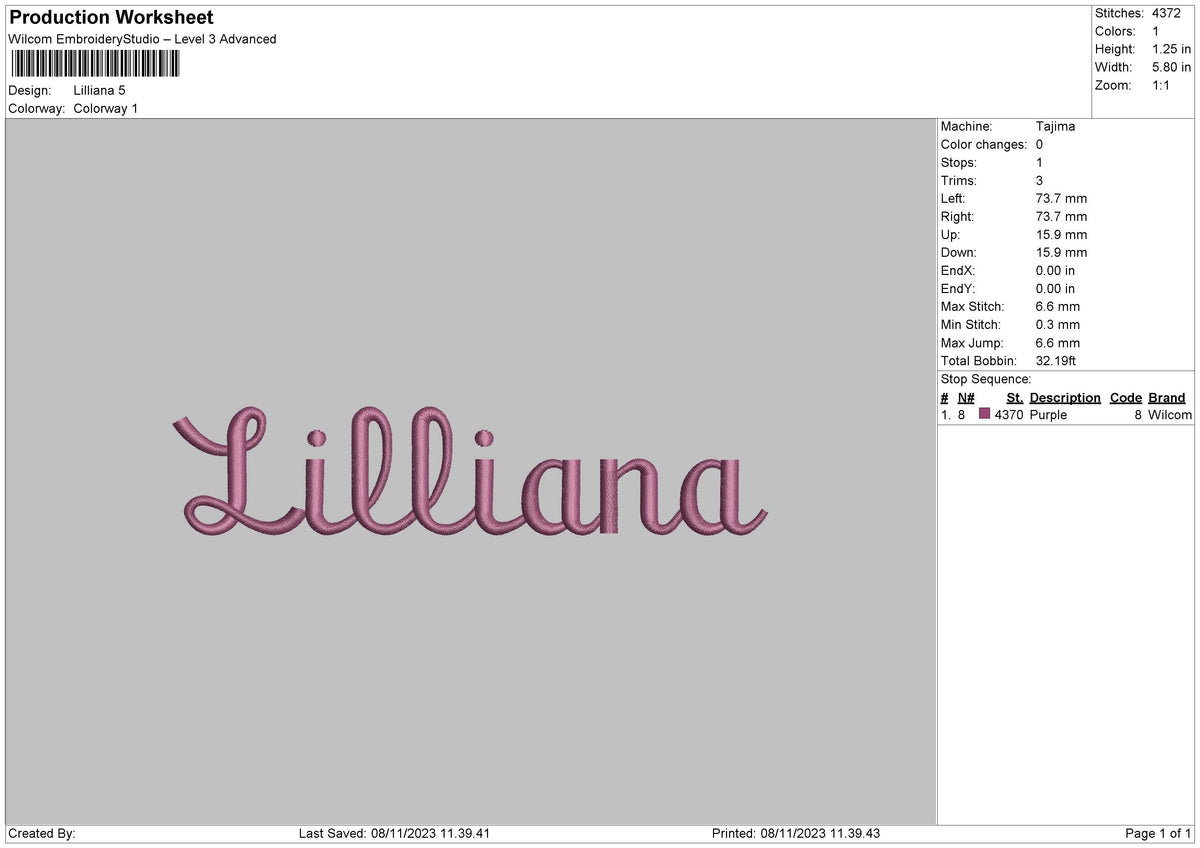 Liliana Embroidery File 6 sizes