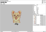 Lily Dog Embroidery File 6 sizes