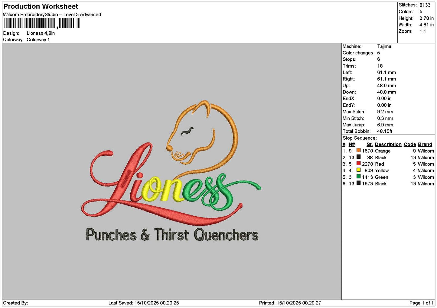 Lonesstext 1510 Embroidery File 6 sizes