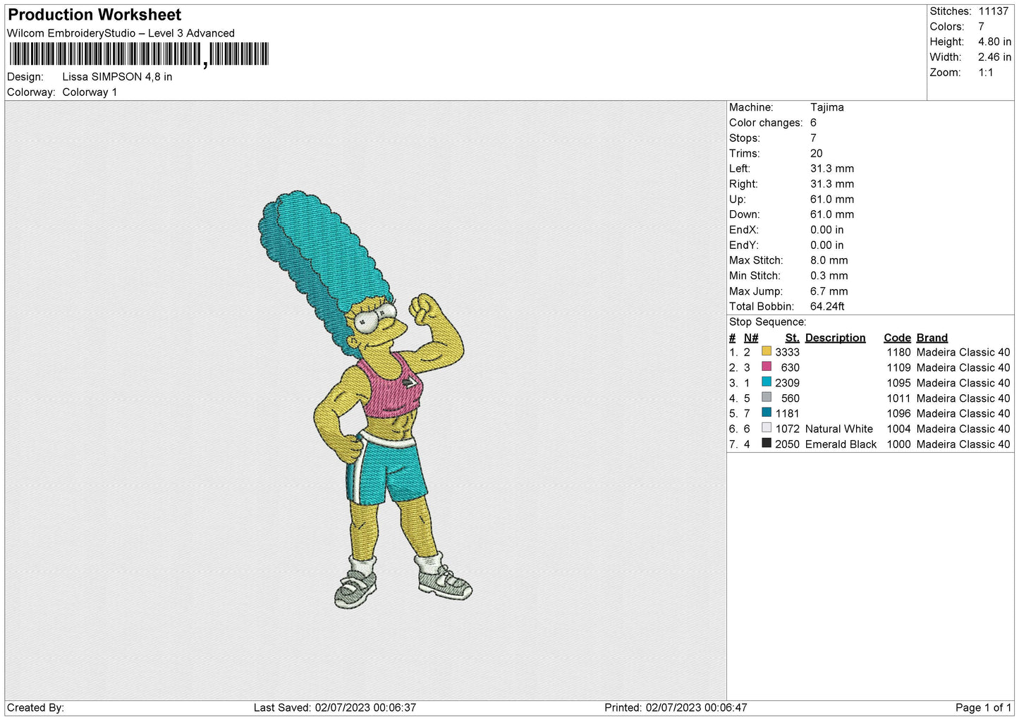 LISSA SIMPSON Embroidery File 6 size
