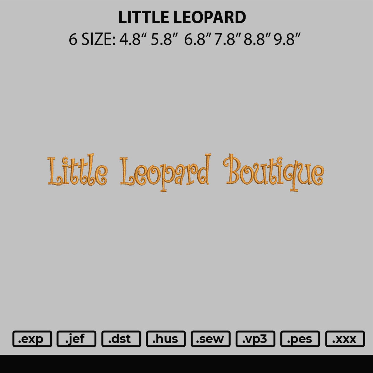 Little Leopard Embroidery File 6 sizes