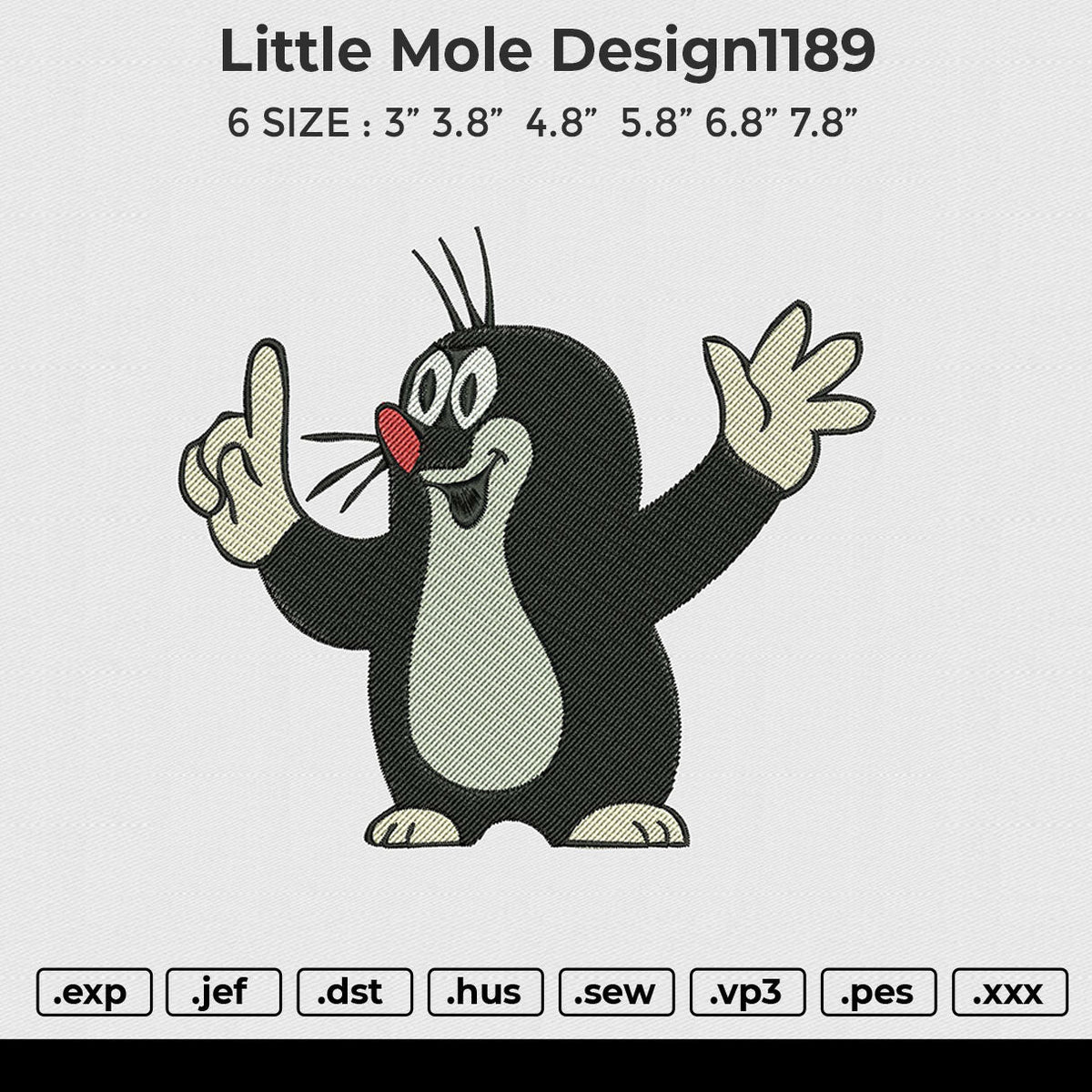 Little Mole Design1189 Embroidery File 6 size
