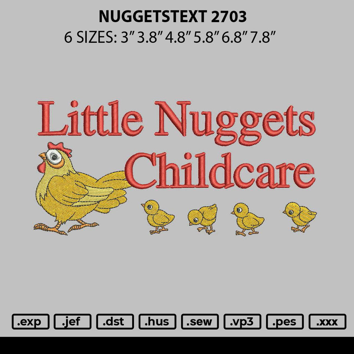 Nuggetstext 2703 Embroidery File 6 sizes