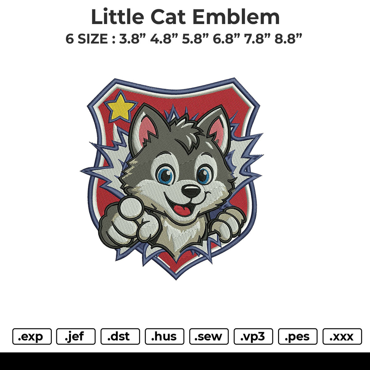 Little cat Emblem Embroidery File 6 size