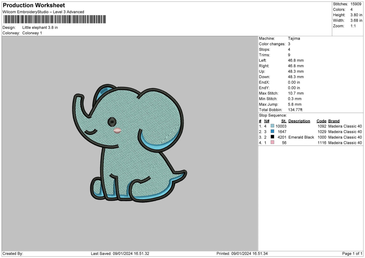 Little Elephant Embroidery File 6 sizes
