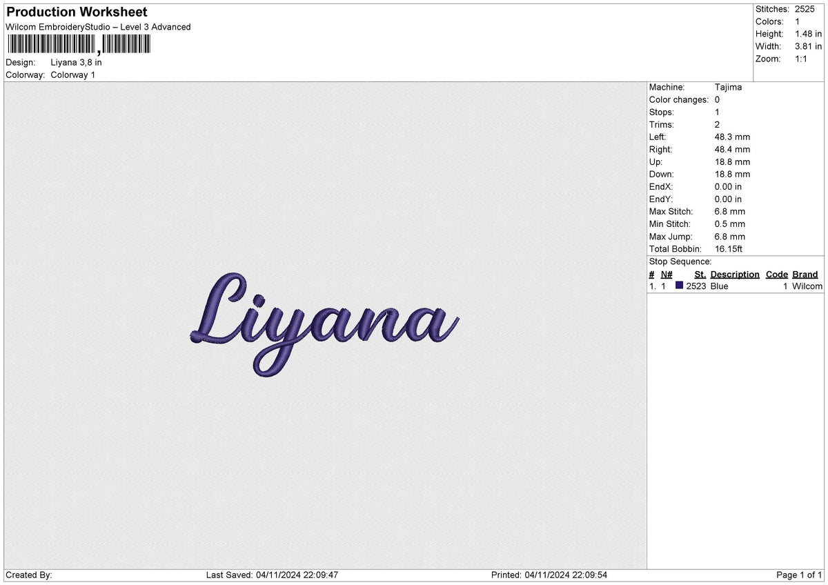 Liyana Embroidery File 6 size