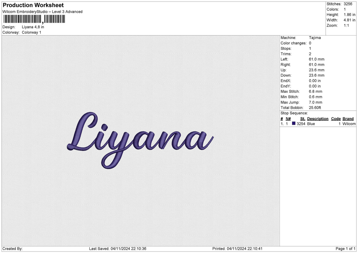 Liyana Embroidery File 6 size