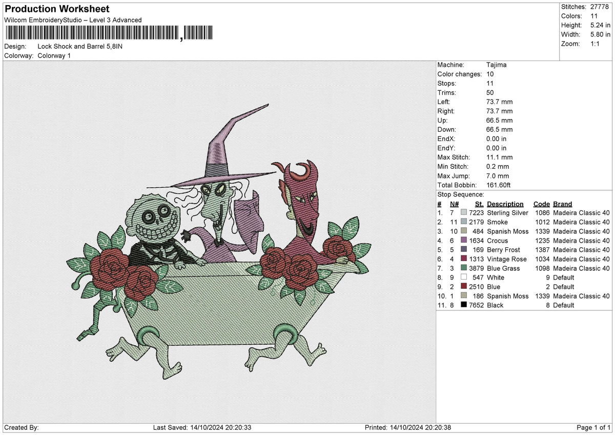 Lock Shock and Barrel Embroidery File 6 size