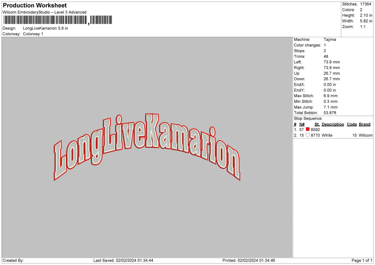 Longlivtext Embroidery File 6 sizes