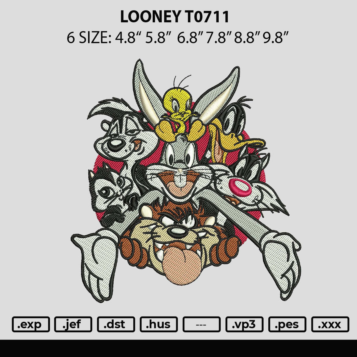 Looney T0711 Embroidery File 6 sizes