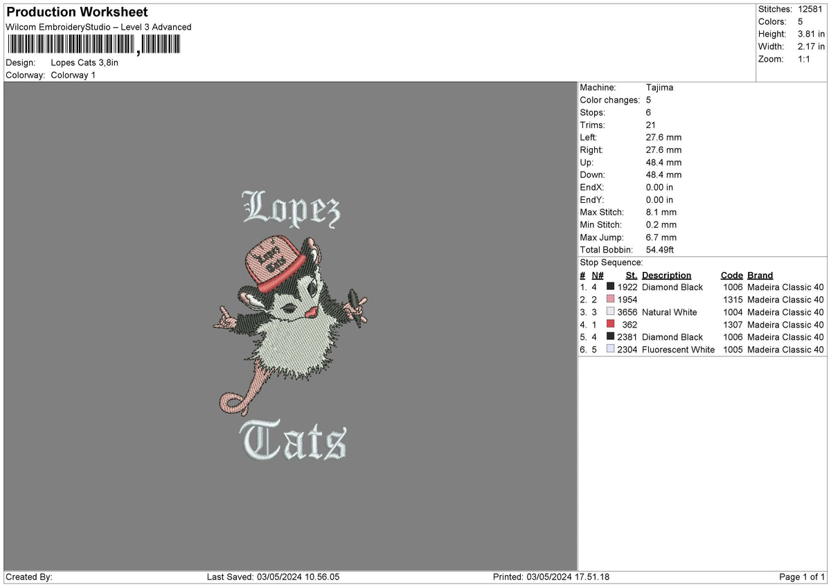 Mouse0305 Embroidery File 6 sizes