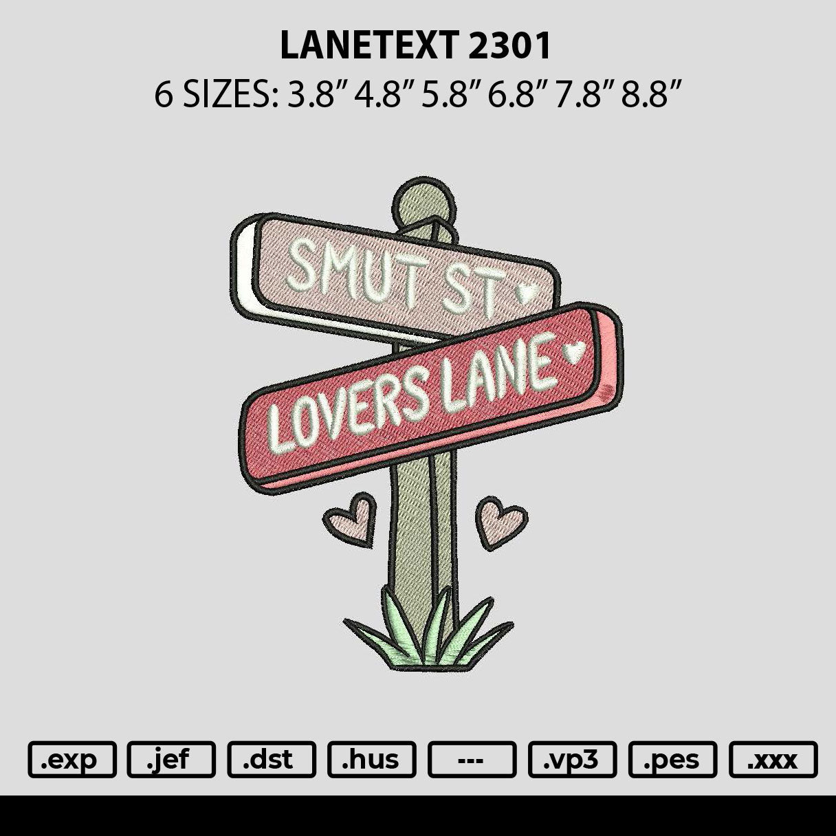Lanetex 2301 Embroidery File 6 sizes