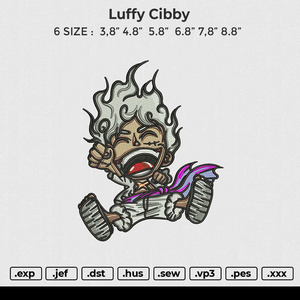 Luffy cibby Embroidery File 6 size