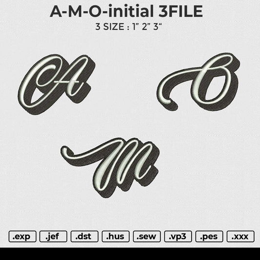 A-M-O-initial 3 FILE Embroidery File 6 size