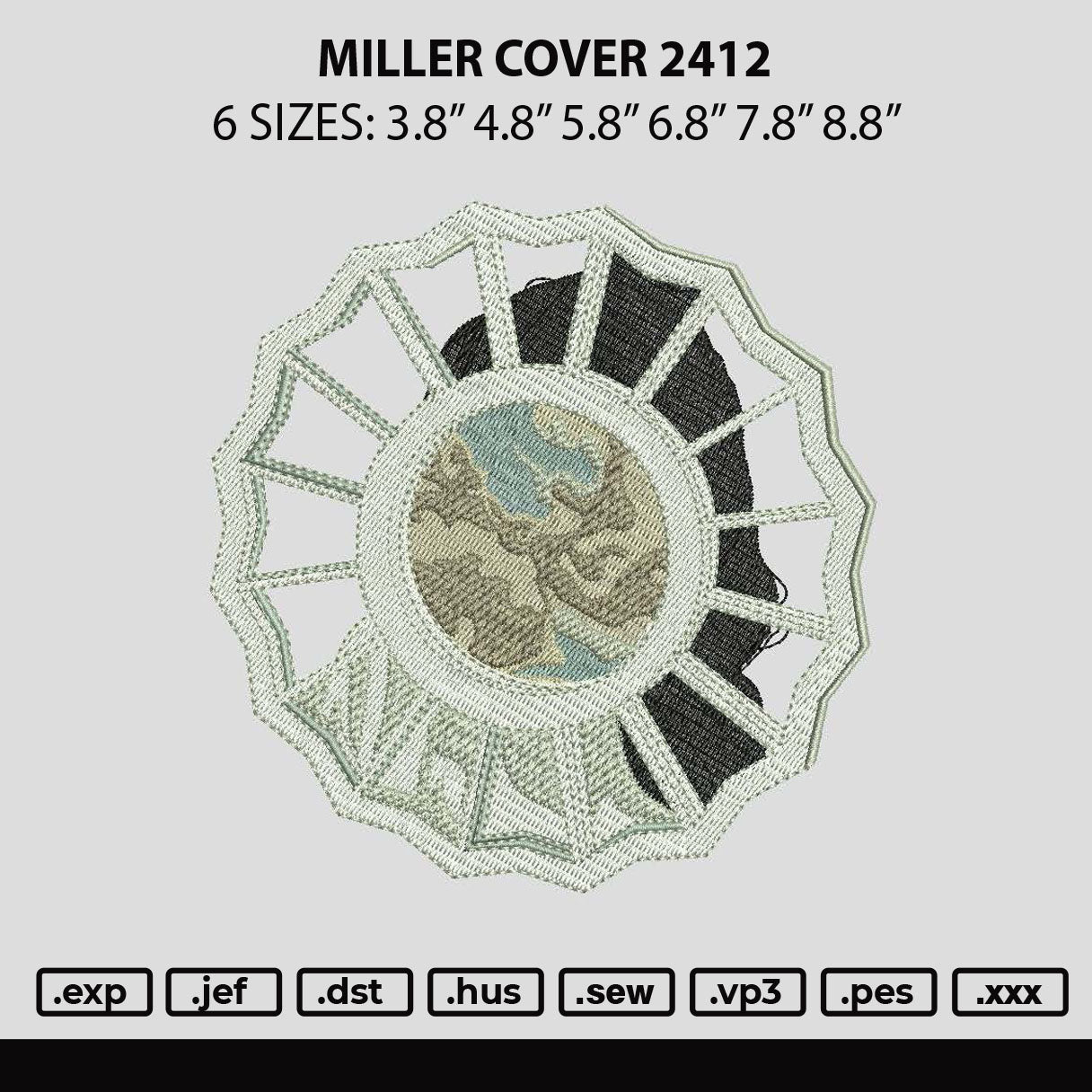 Miller Cover 2412 Embroidery File 6 sizes