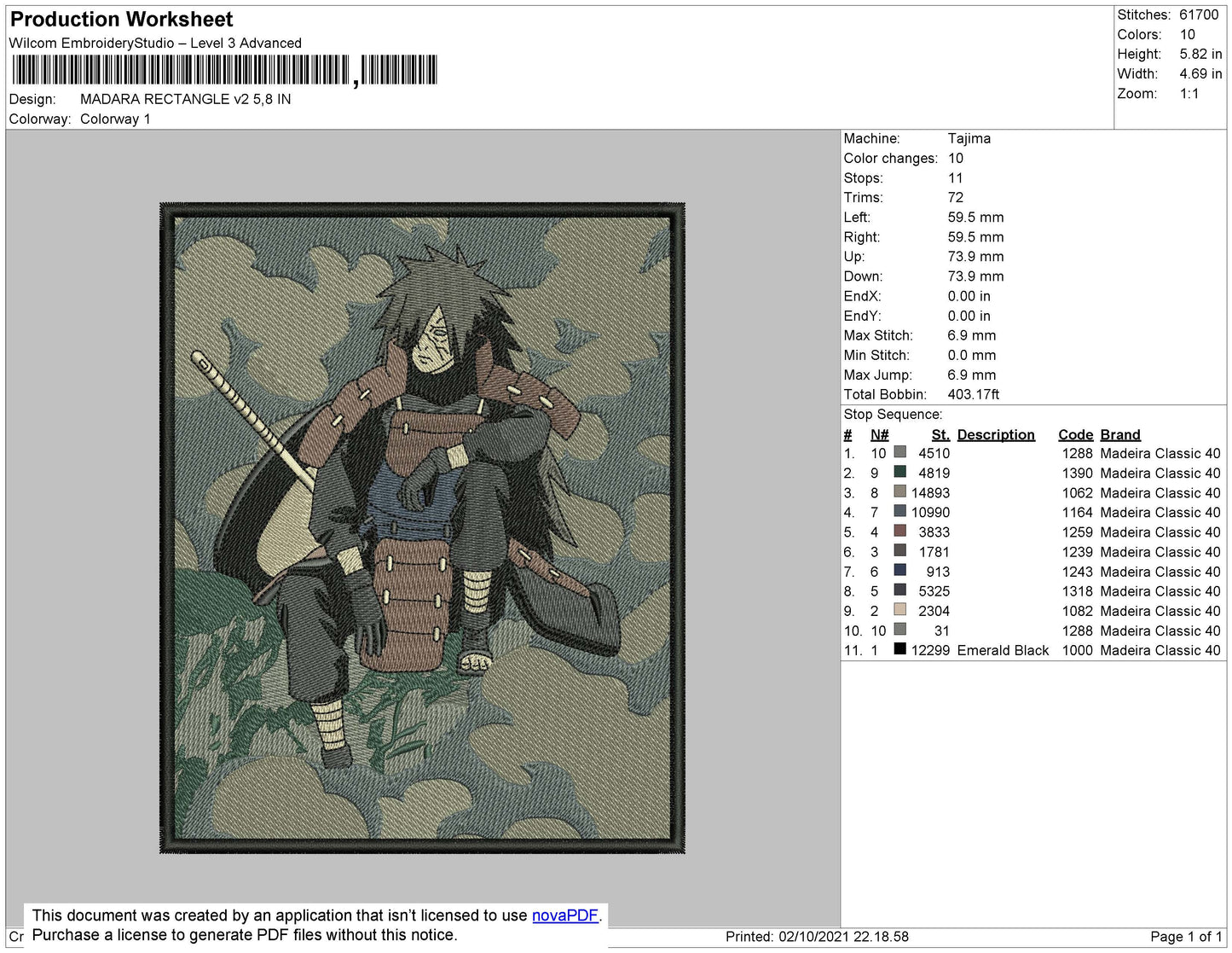 Madara Rectangle Embroidery