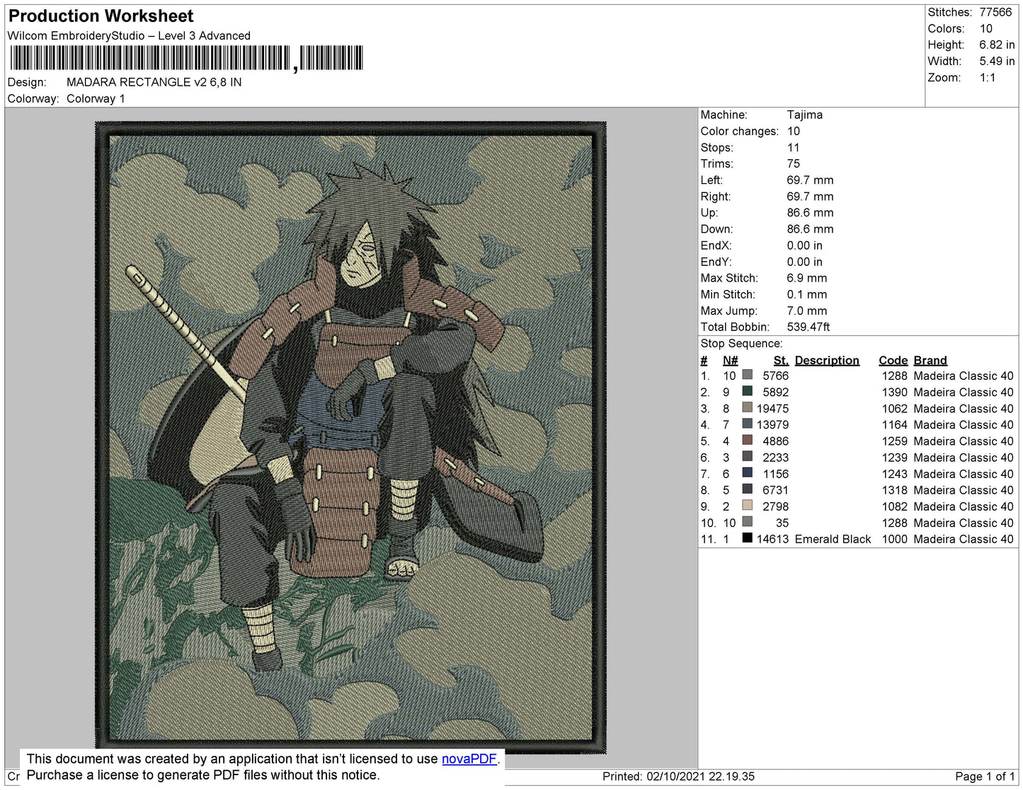 Madara Rectangle Embroidery