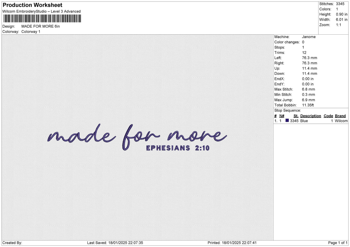 MADE FOR MORE Embroidery File 6 size
