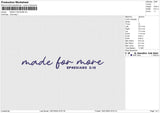 MADE FOR MORE Embroidery File 6 size
