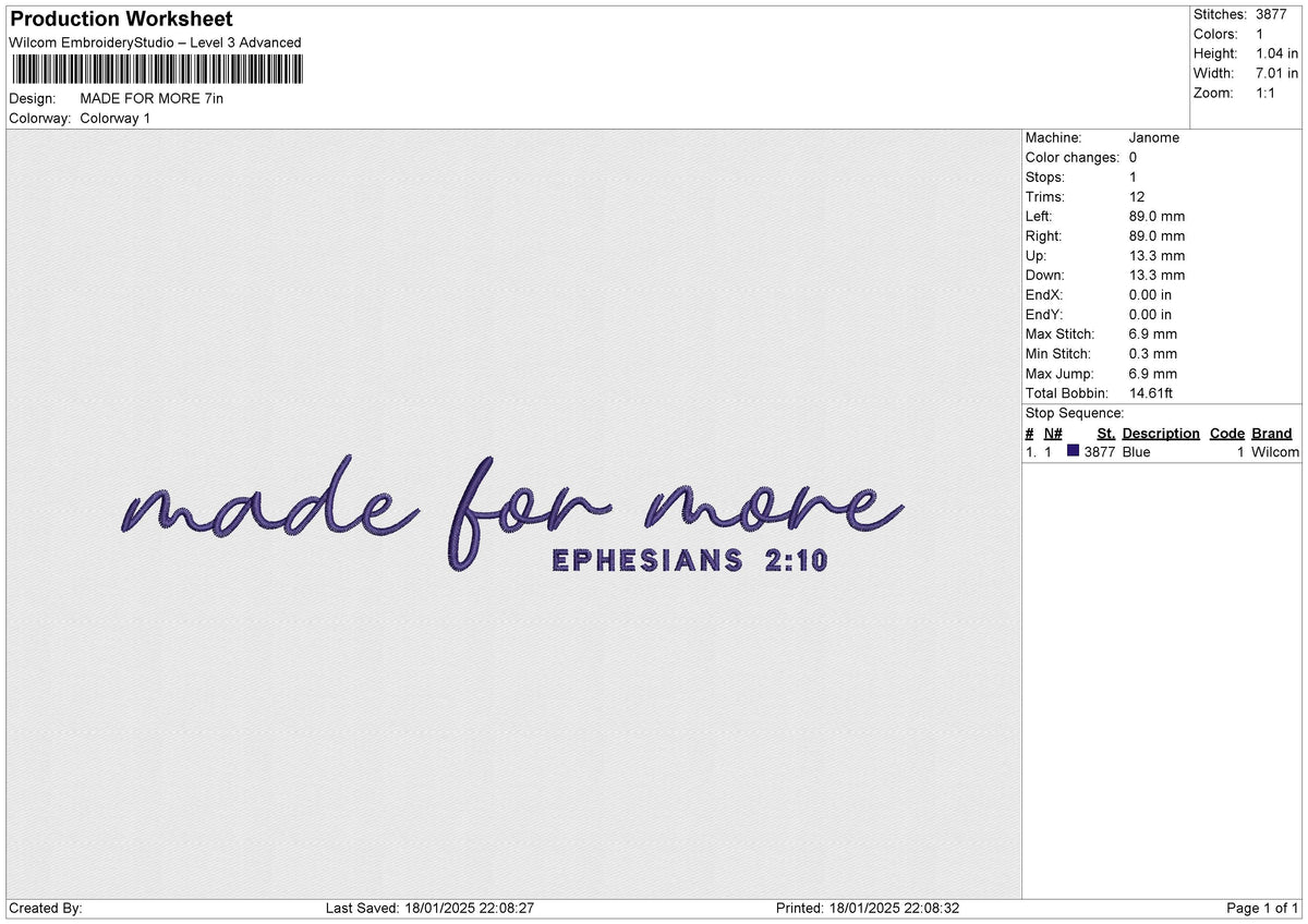 MADE FOR MORE Embroidery File 6 size