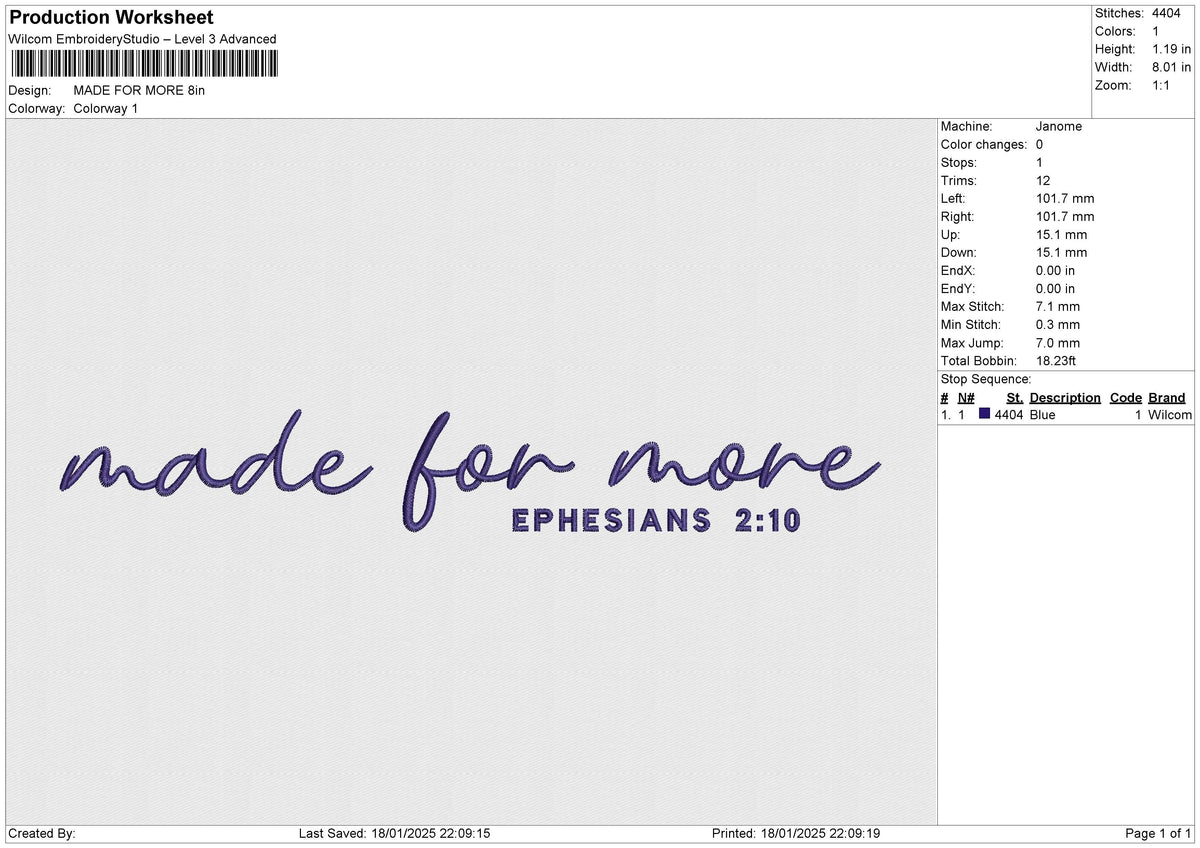 MADE FOR MORE Embroidery File 6 size
