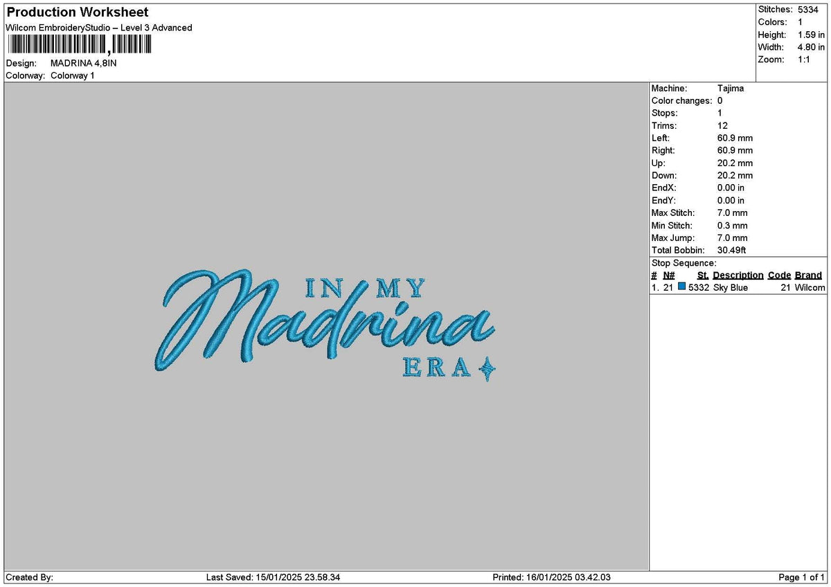 Madrinatext Embroidery File 6 sizes