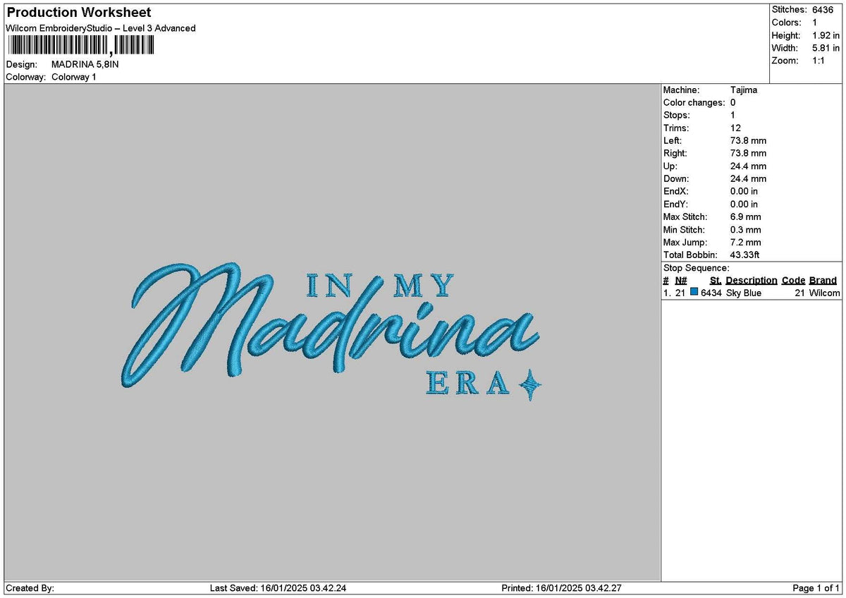 Madrinatext Embroidery File 6 sizes