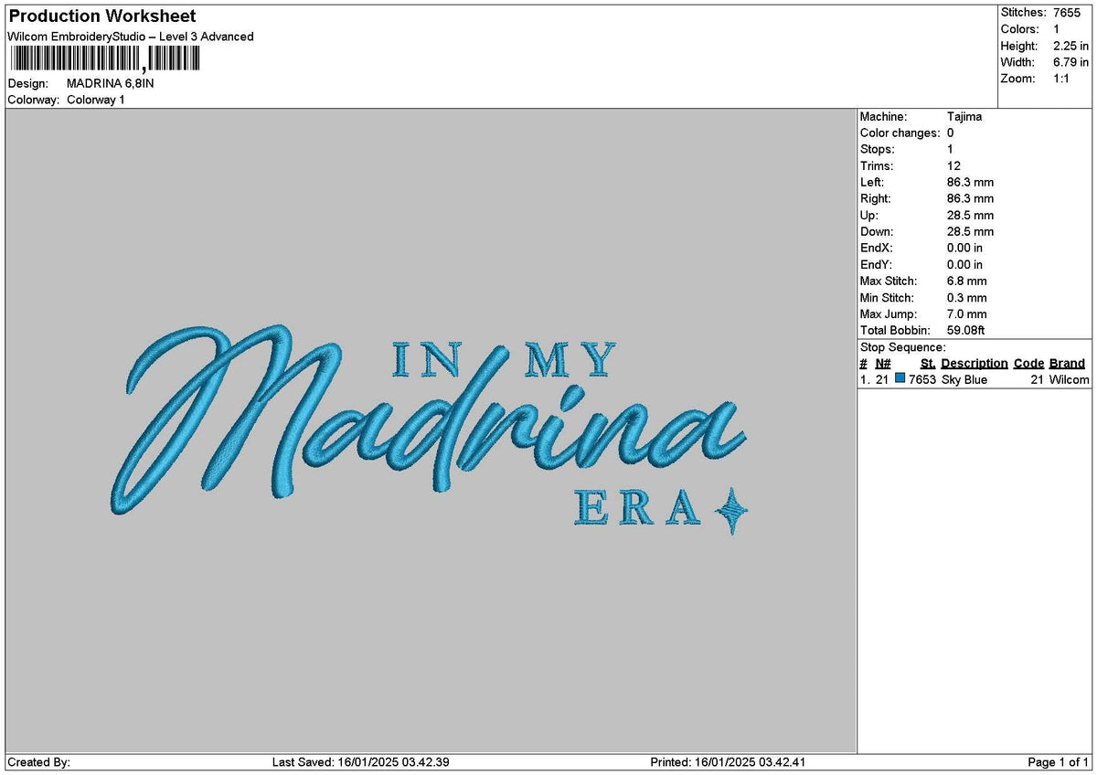 Madrinatext Embroidery File 6 sizes