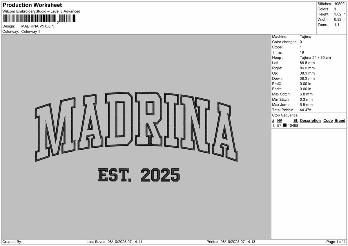 Mandrinatext V5 Embroidery File 6 sizes