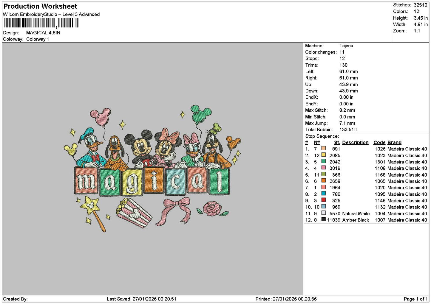 Magicaltext 2701 Embroidery File 6 sizes