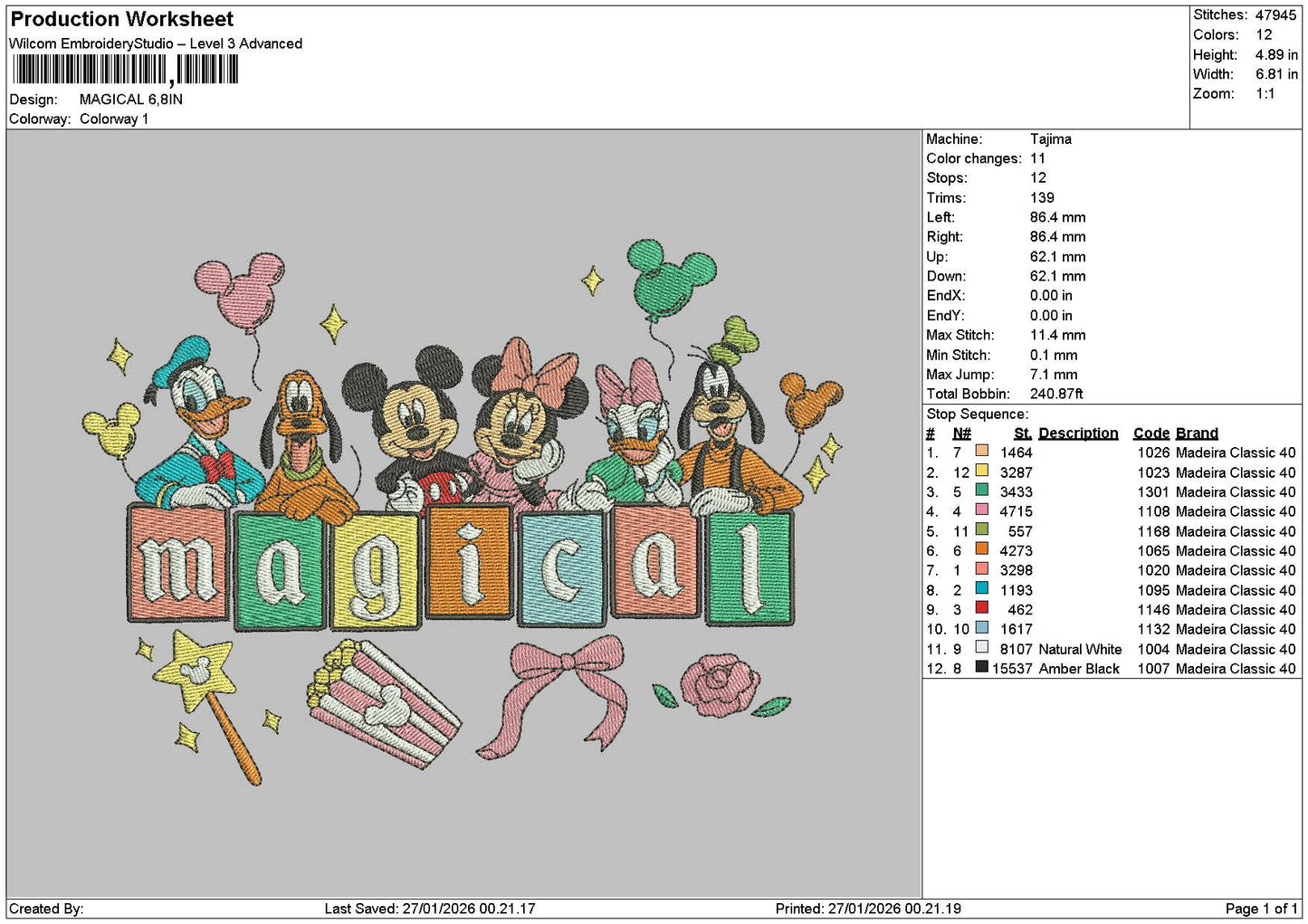 Magicaltext 2701 Embroidery File 6 sizes