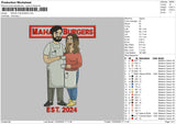 Burgers1204 Embroidery File 6 sizes