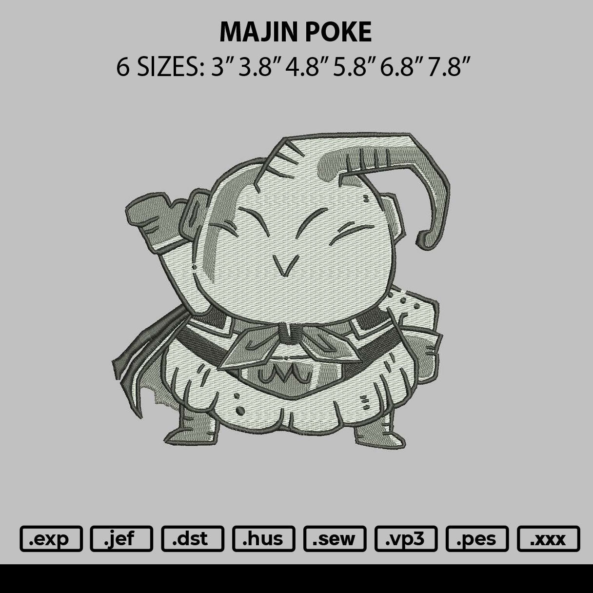 Majin Poke Embroidery File 6 sizes