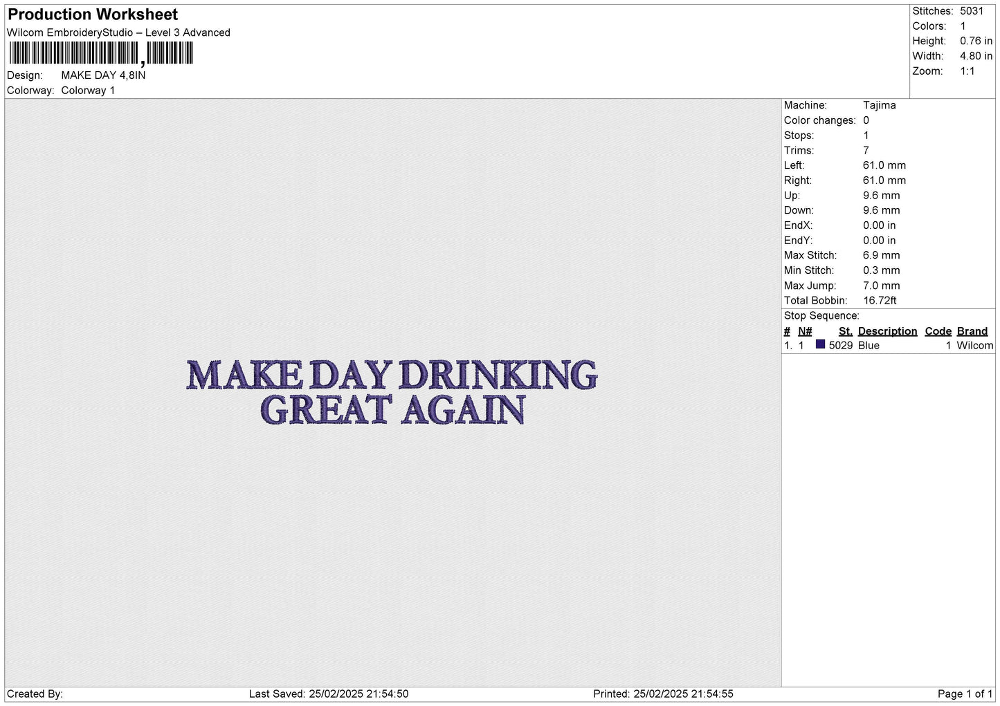 MAKE DAY Embroidery File 6 size