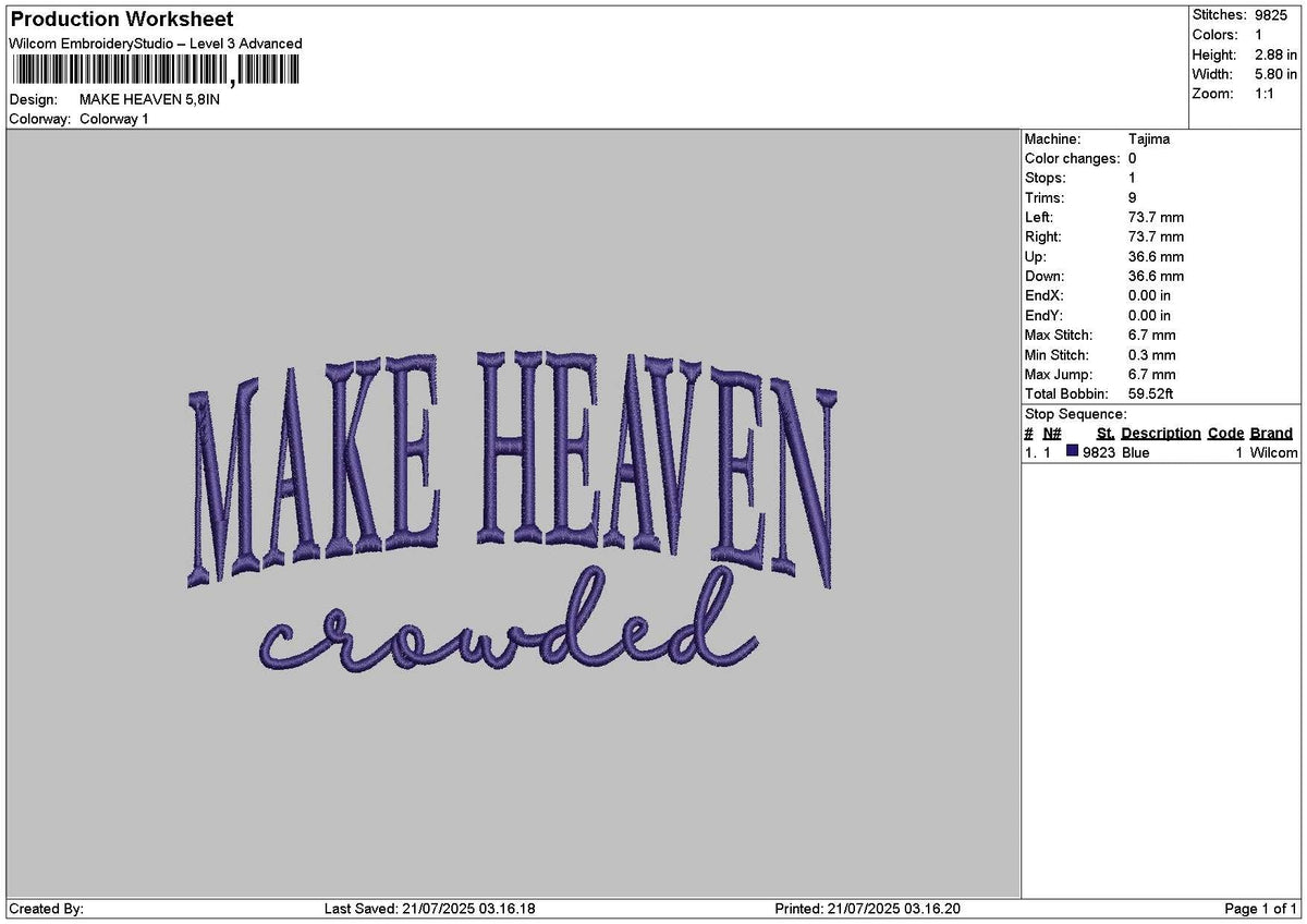Heaventext 2107 Embroidery File 6 sizes