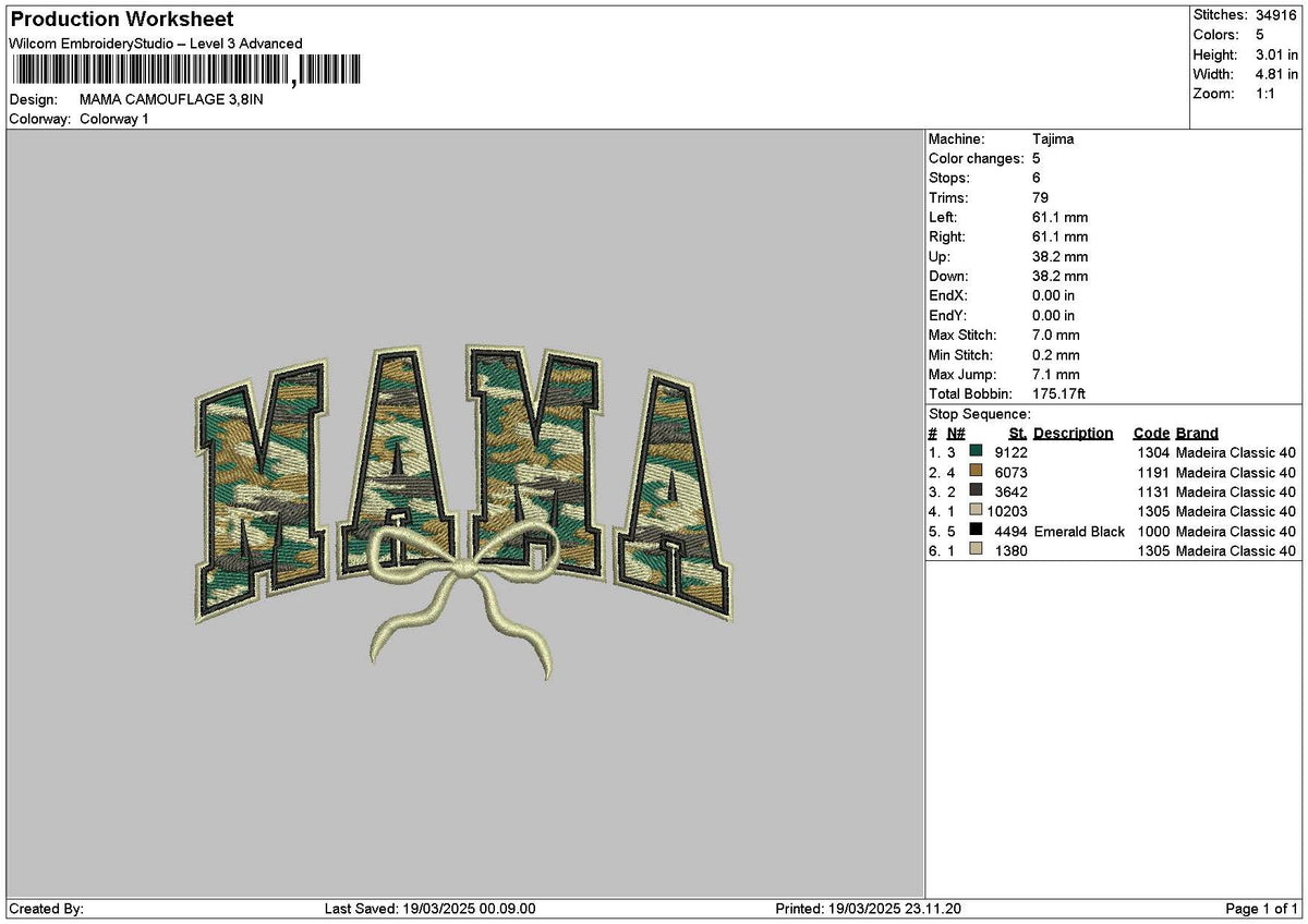 Mama Pttern 1903 Embroidery File 6 sizes