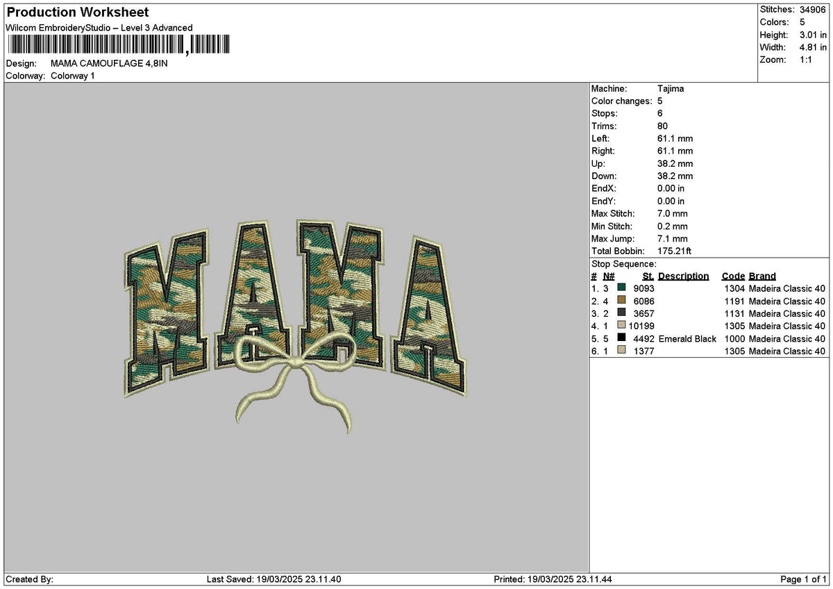 Mama Pttern 1903 Embroidery File 6 sizes