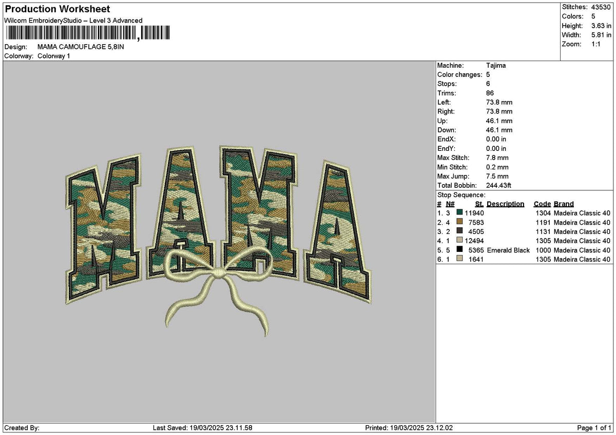 Mama Pttern 1903 Embroidery File 6 sizes