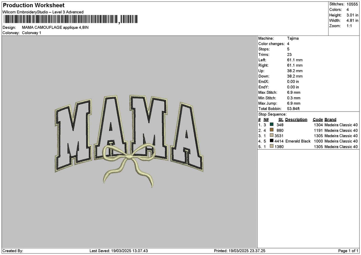Mama App 1903 Embroidery File 6 sizes