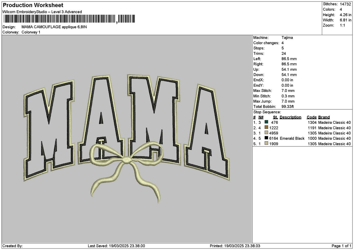 Mama App 1903 Embroidery File 6 sizes