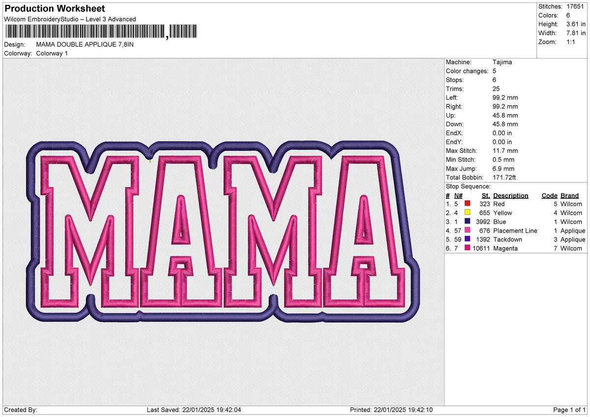MAMA DOUBLE APPLIQUE Embroidery File 6 size